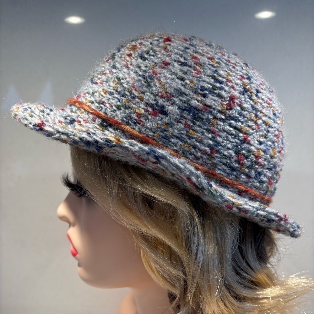 Vintage Eaton Wool Blend Tweed Cloche Hat Made In Italy